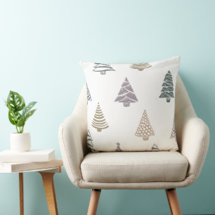 Almohada artística de Navidad en verde, marrón y P