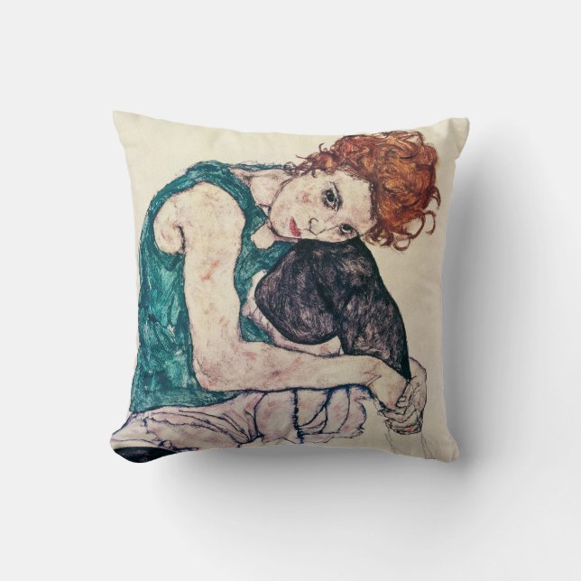 Almohada asentada Schiele de la mujer de Egon (Anverso)