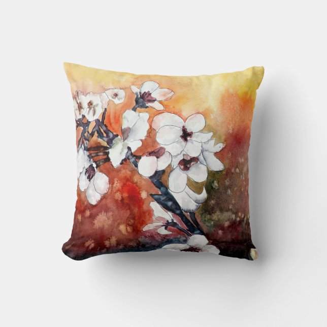 almohada asiática de la pintura de la flor del (Anverso)