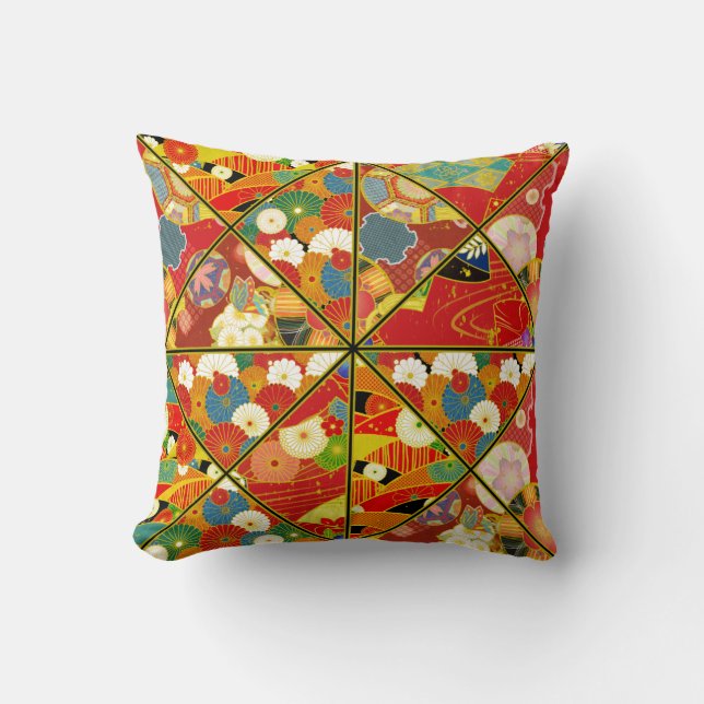 Almohada asiática del caleidoscopio de los (Anverso)