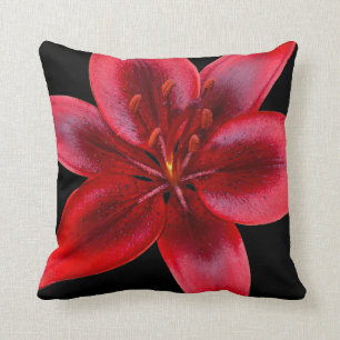 Almohada asiática negra y roja del cuadrado de la