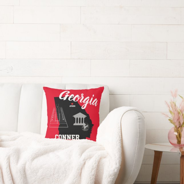 Almohada Athens Georgia Negra y Roja para Lanzar (Sofá)