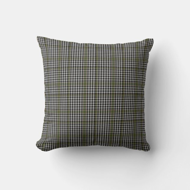 Almohada atractiva de cuadros escoceses negros, bl (Anverso)