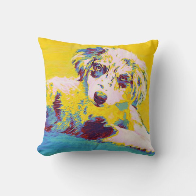 almohada australiana amarilla del perrito del (Anverso)