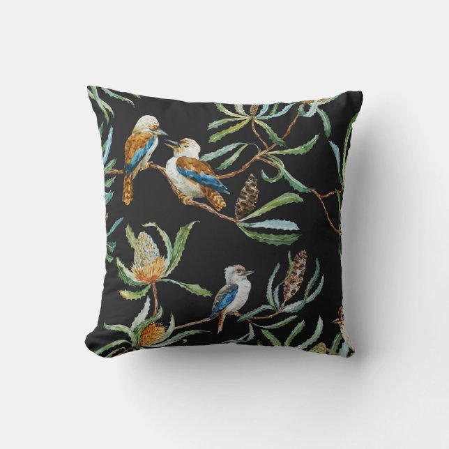 Almohada australiana de la naturaleza (negro) (Anverso)