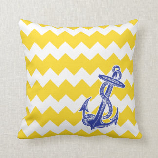 Almohada azul amarilla del ancla de Chevron