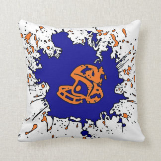 Almohada azul anaranjada del tema de la