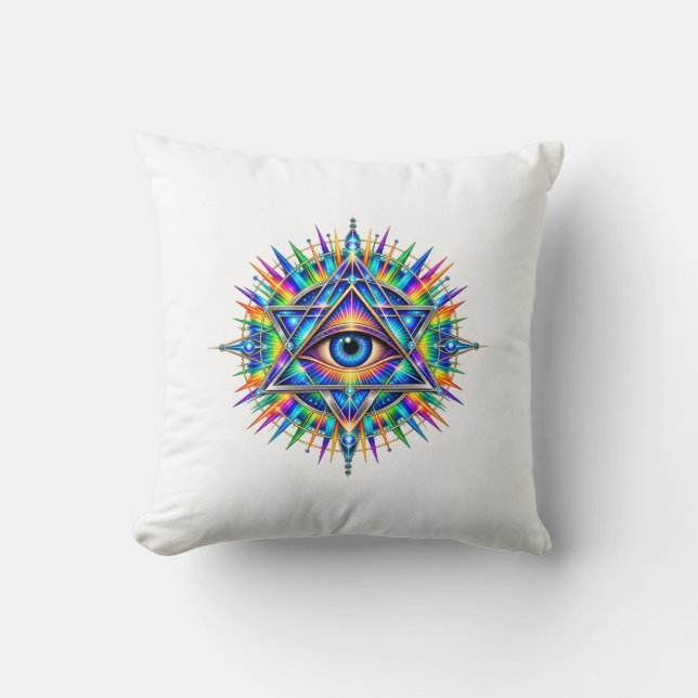 Almohada azul Azure Chevron Eye (Anverso)