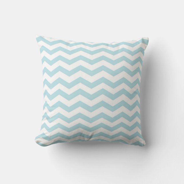 Almohada azul clara de Chevron (Anverso)