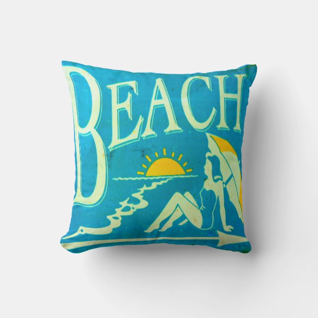 almohada azul clásica de la playa (Anverso)