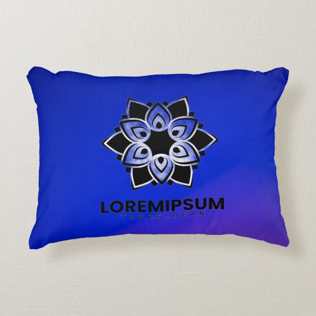 Almohada azul con un diseño geométrico (Anverso)