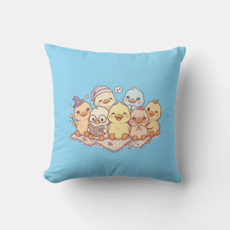 Almohada azul de amigos pollitos lindos