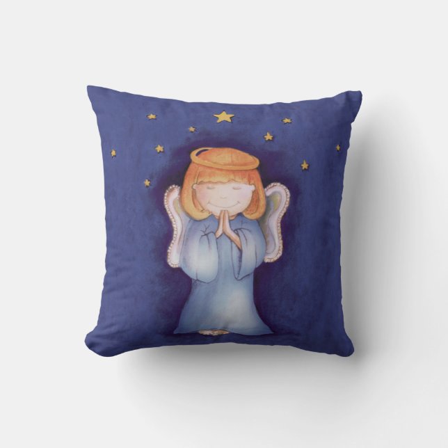 Almohada azul de ángel de Navidad (Anverso)