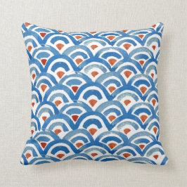 Almohada azul de Boho y anaranjada ecléctica