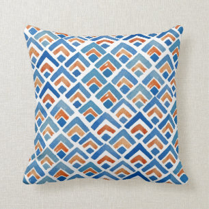 Almohada azul de Boho y anaranjada ecléctica