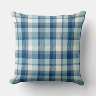 Almohada azul de cuadros vintage