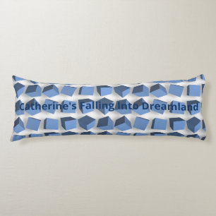 Almohada azul de cuerpo de cajas que caen