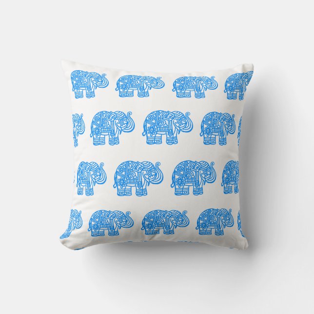 Almohada azul de elefante indio (Anverso)