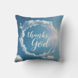 Almohada azul de fotografía de nubes de Dios graci