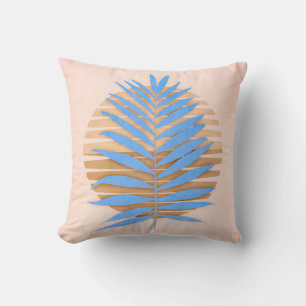Almohada azul de hoja de palma