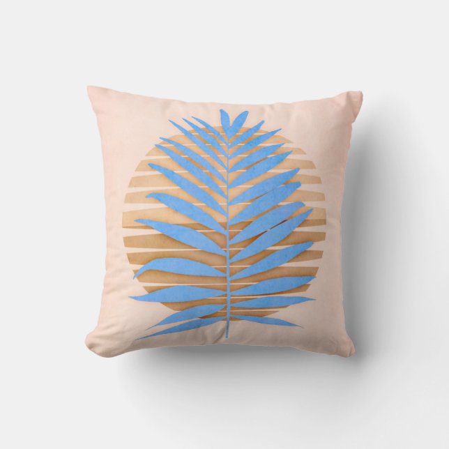 Almohada azul de hoja de palma (Anverso)
