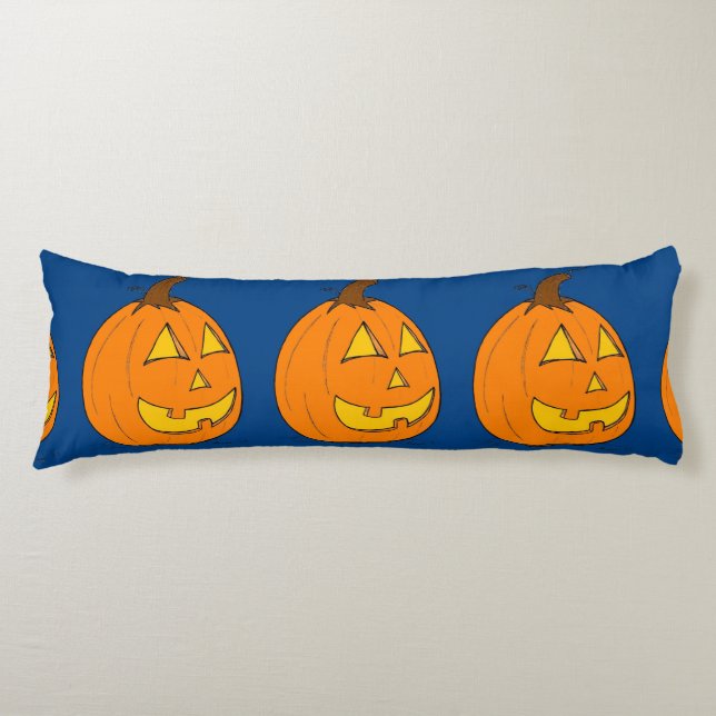 Almohada azul de Jack o' Lantern (Anverso)