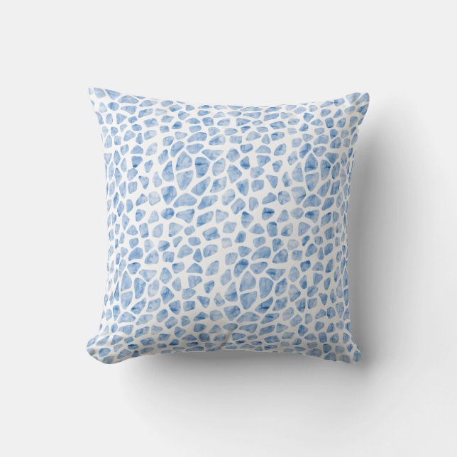 Almohada azul de la acuarela del estampado de (Anverso)