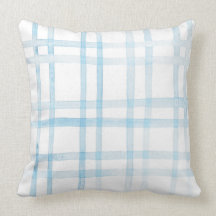 Almohada azul de la tela escocesa de la acuarela
