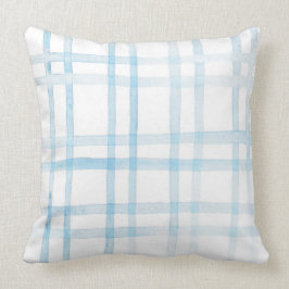Almohada azul de la tela escocesa de la acuarela