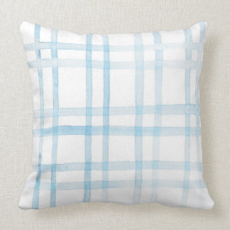 Almohada azul de la tela escocesa de la acuarela