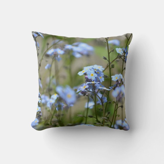 Almohada azul de las flores de la nomeolvides (Anverso)