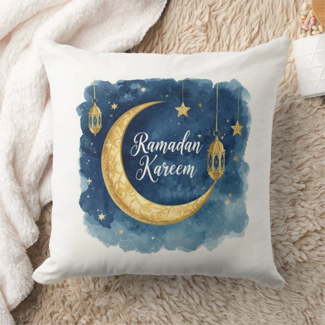 Almohada Azul de Luna de Ramadan Kareem (Manta)