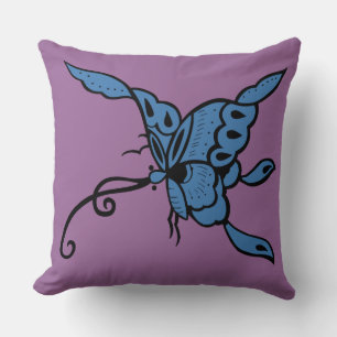 Almohada azul de mariposa
