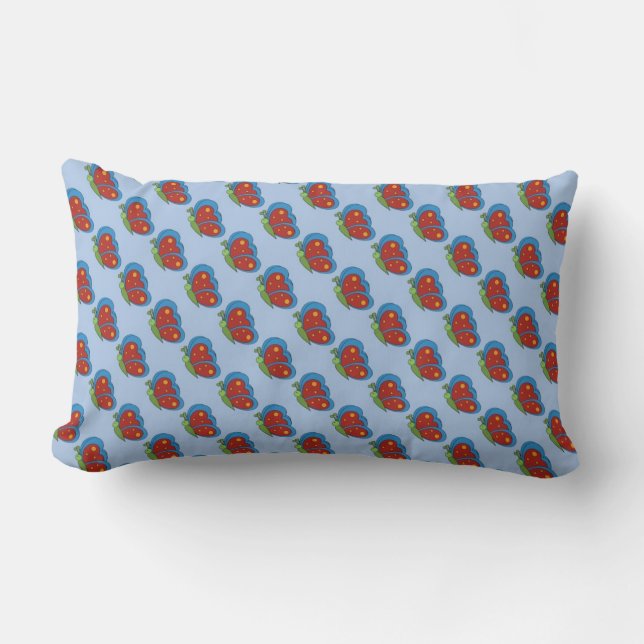 Almohada azul de mariposa (Anverso)