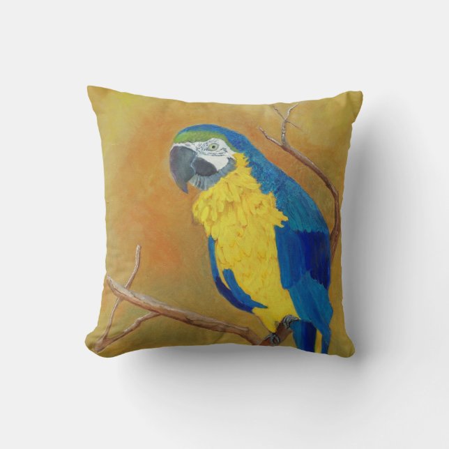 Almohada azul de MoJo del americano del loro (Anverso)