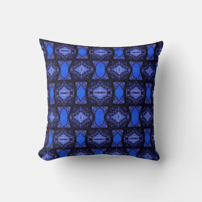 Almohada azul de patrón de arte geométrico (Anverso)