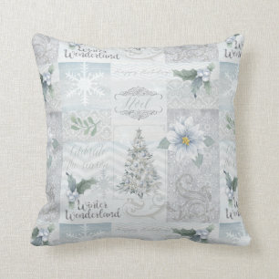 Almohada azul de plata de la decoración del