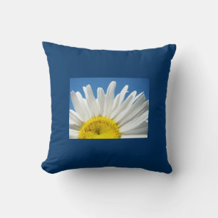 Almohada azul de tirar Flor de margarita blanca Ci