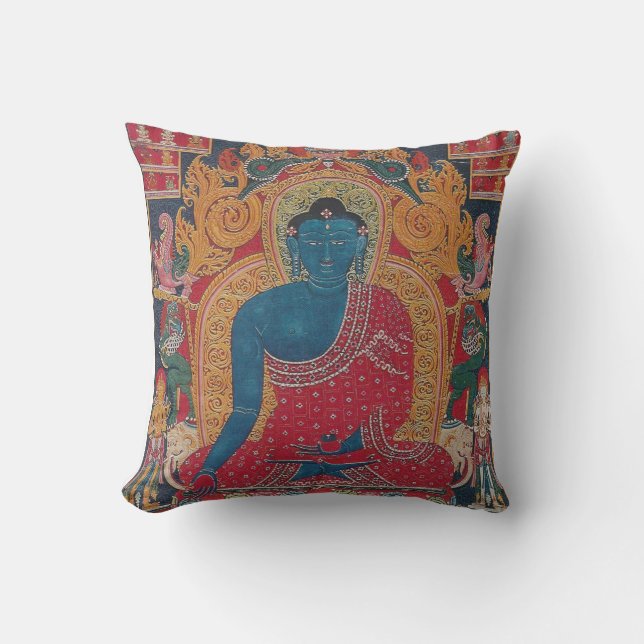 almohada azul de tiro Buda (Anverso)