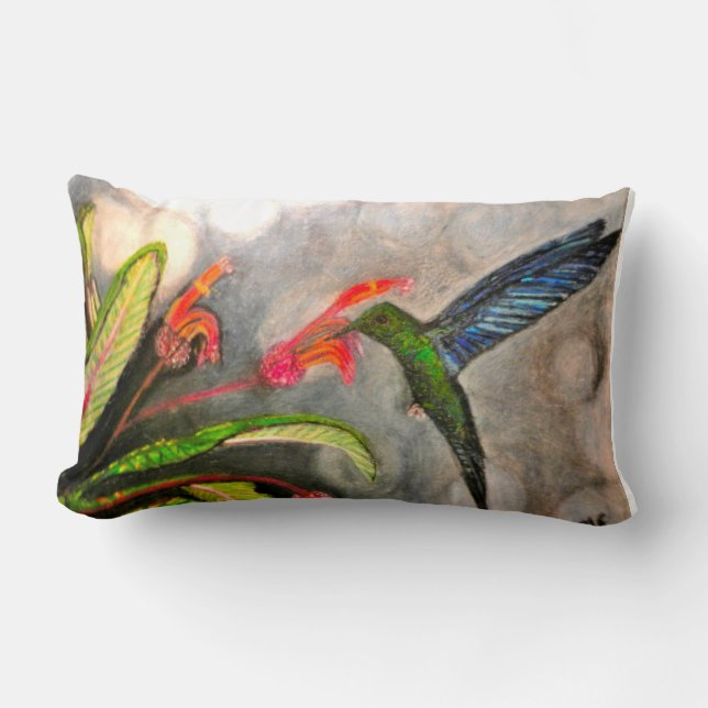 Almohada AZUL del COLIBRÍ del ZAFIRO (Anverso)