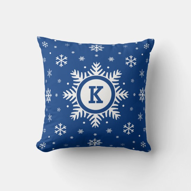 Almohada azul del copo de nieve del invierno del (Anverso)