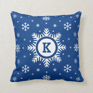 Almohada azul del copo de nieve del invierno del