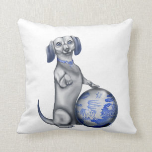 Almohada azul del Dachshund del sauce