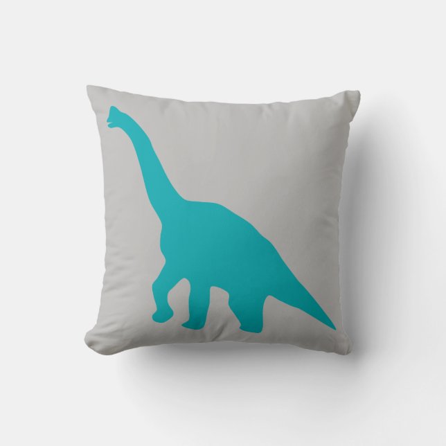 Almohada azul del dinosaurio gris clara (Anverso)
