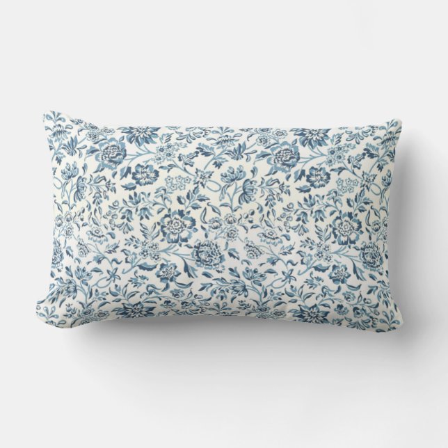 Almohada azul del Lumbar de la flor (Anverso)