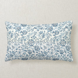 Almohada azul del Lumbar de la flor