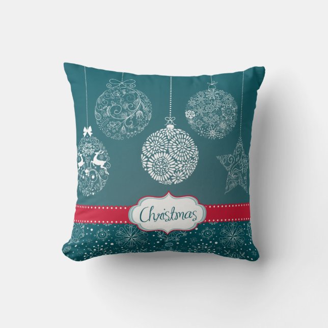 Almohada azul del ornamento del navidad del KRW (Anverso)