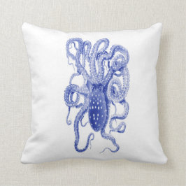 almohada azul del pulpo del vintage