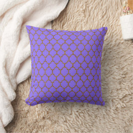 Almohada azul del Quatrefoil del Periwinkle dorado