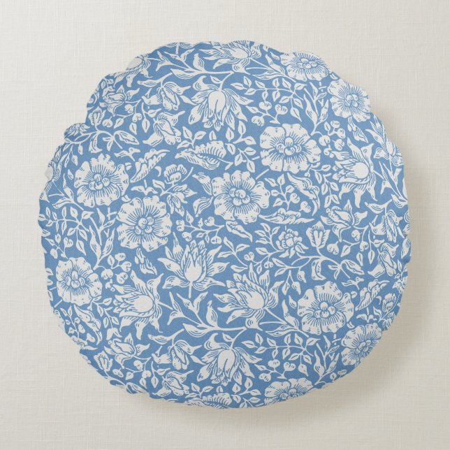 Almohada azul floral, flores silvestres, azul, mar (Anverso)